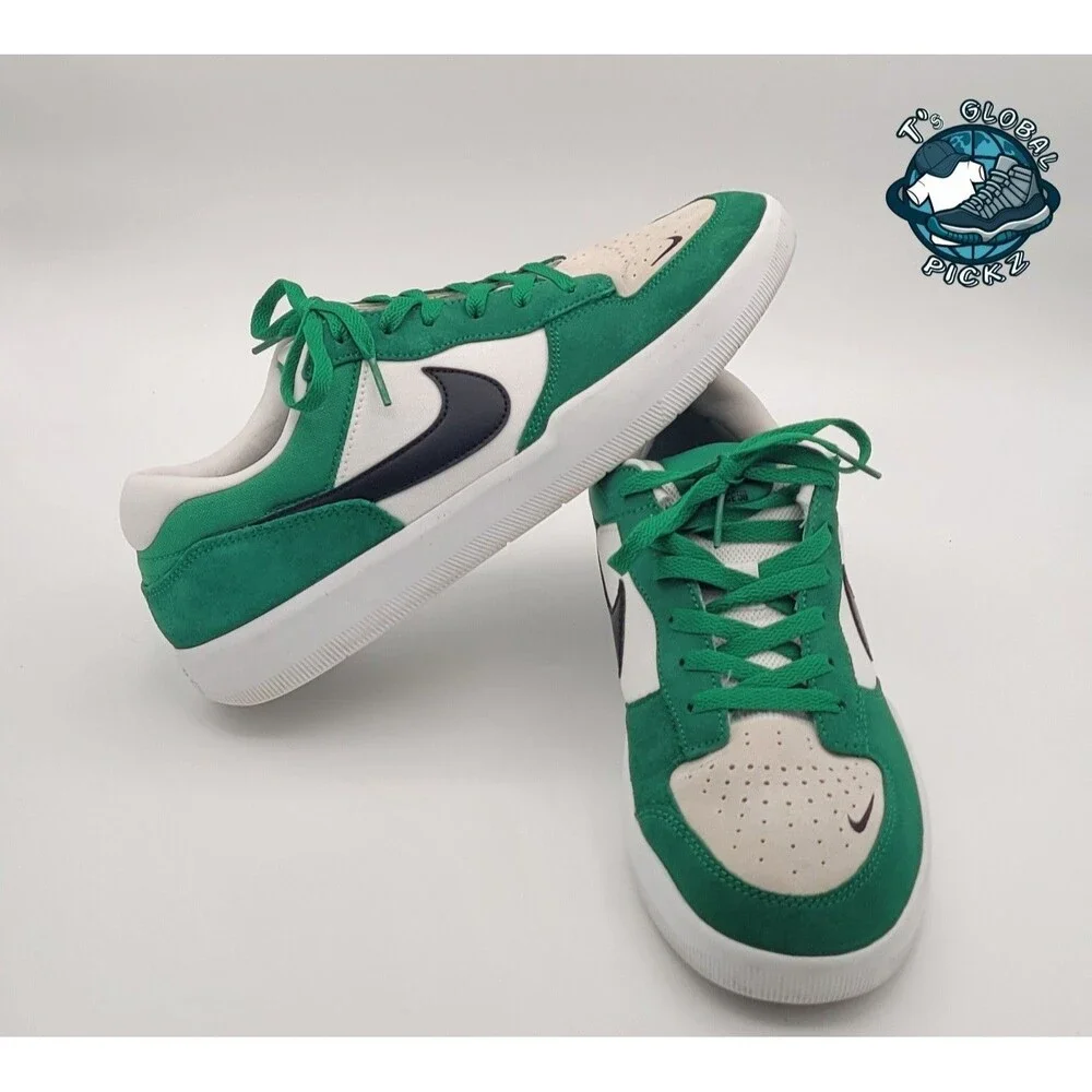 Nike Force 58 SB Low Top Lace-Up Suede Sneakers White/Green/Black Mens Size 10
